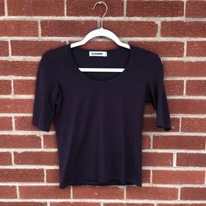 Jil Sander Brown Scoop Neck Stretch T-shirt